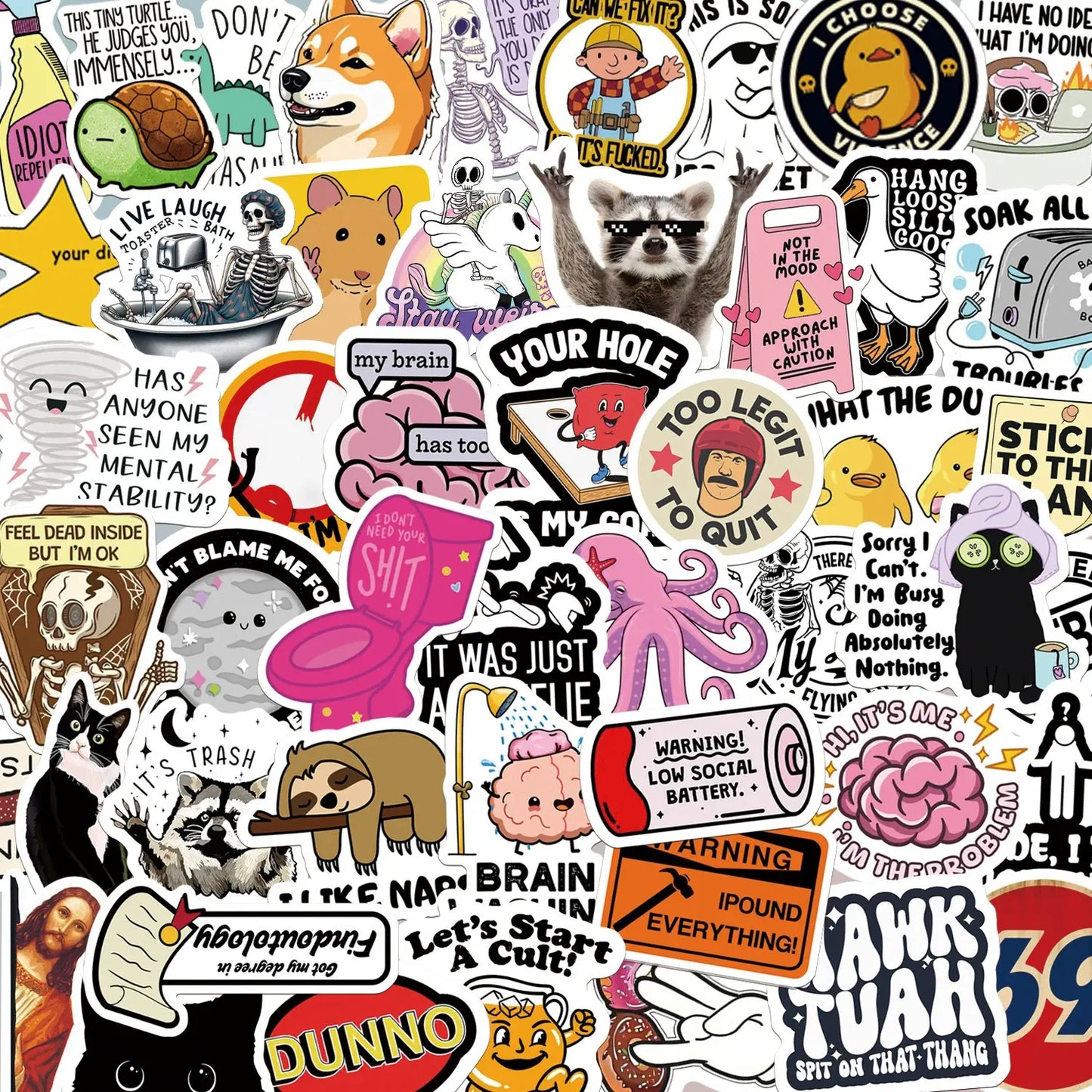 130PCS Funny Adult Meme Sticker Pack – Waterproof Laptop & Water Bottle Decals
