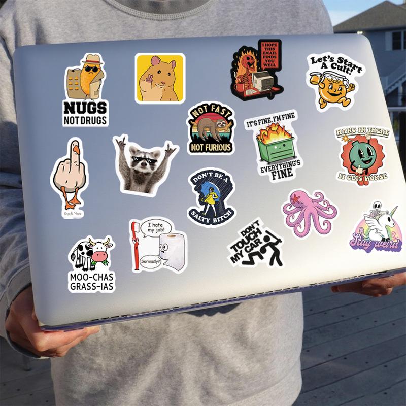 130PCS Funny Adult Meme Sticker Pack – Waterproof Laptop & Water Bottle Decals