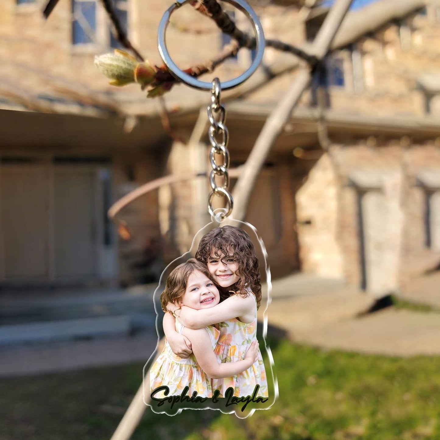 Custom Acrylic Photo Keychain Gift for Family, Couples & Pets