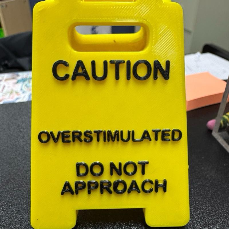 Funny Desk Warning Sign – Overstimulated & Off Limits