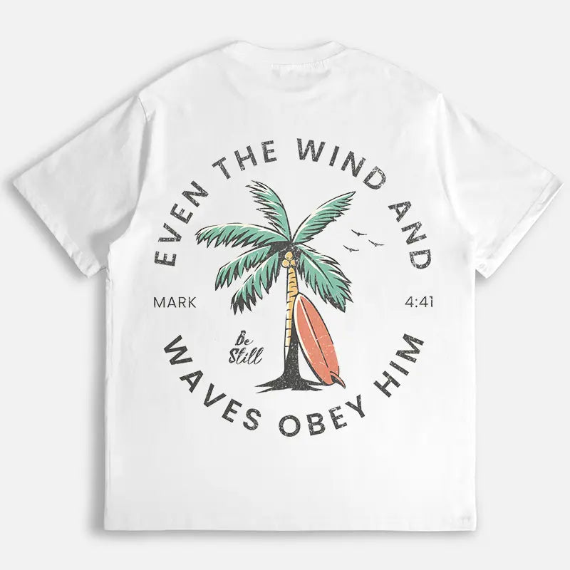 Christian Bible Verse – Mark 4:41 “Be Still” Palm Tree Beach Style T-Shirt/Sweatshirt/Hoodie