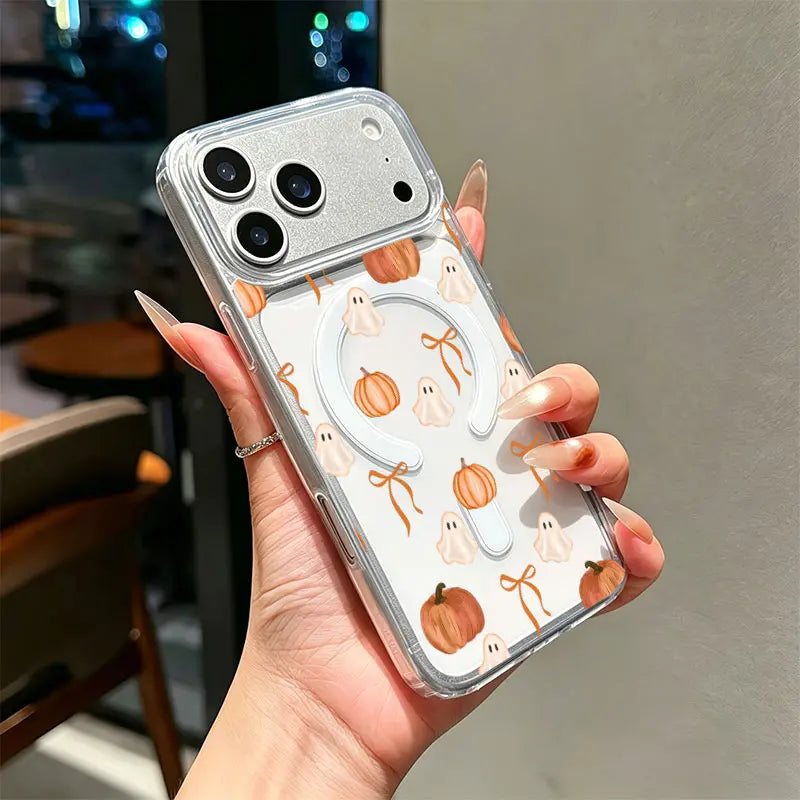 Cute Ghost Pumpkin Orange Bow Watercolor Fall Halloween Phone Case