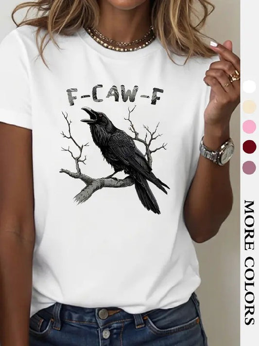 Women's Raven & Feather Print Round Neck T-Shirt/Sweatshirt/Hoodie