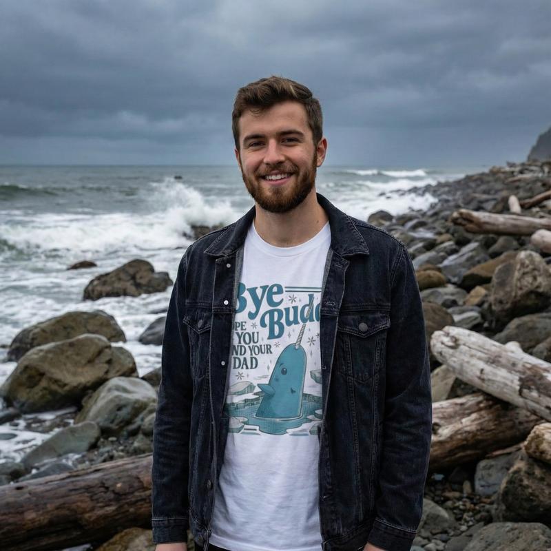 Funny Movie Quote Graphic T-Shirt – Bye Buddy Narwhal Tee