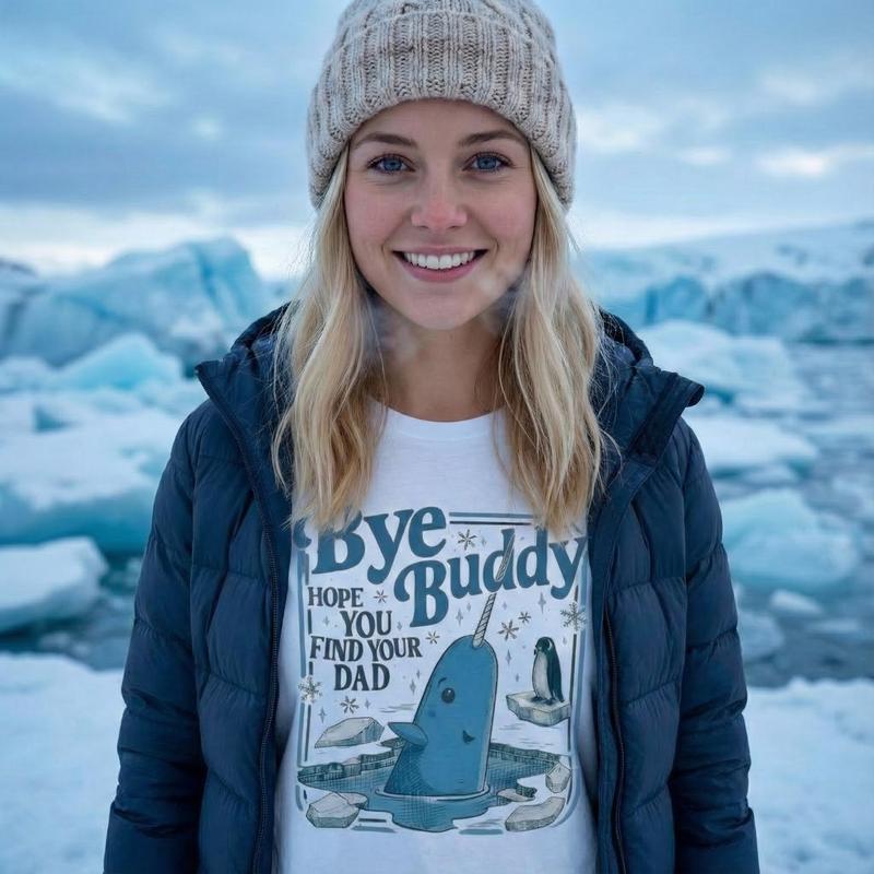 Funny Movie Quote Graphic T-Shirt – Bye Buddy Narwhal Tee