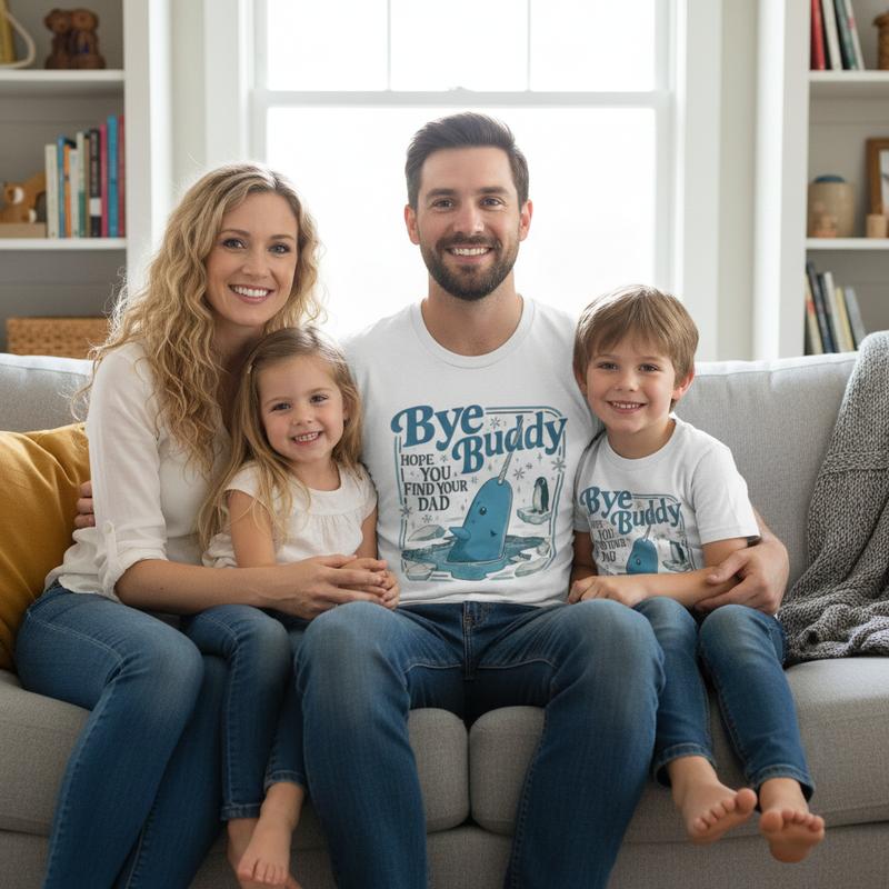 Funny Movie Quote Graphic T-Shirt – Bye Buddy Narwhal Tee