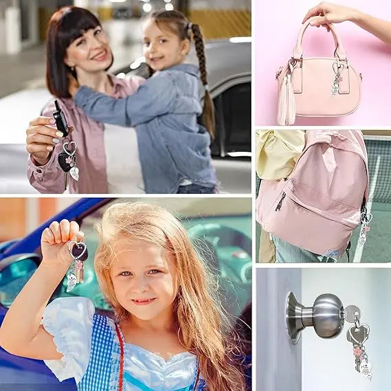 2 Pcs Mother Daughter Heart Matching Keyring Keychain