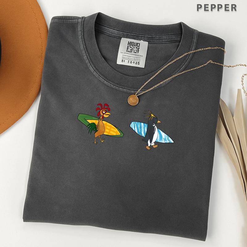 Funny Chicken Surf Graphic Tee – Soft Casual Unisex T-Shirt