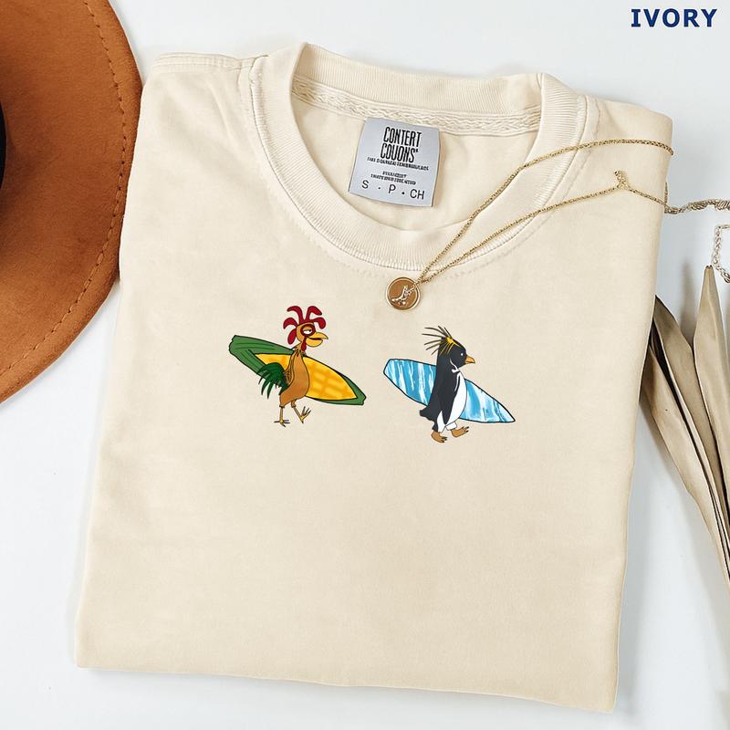 Funny Chicken Surf Graphic Tee – Soft Casual Unisex T-Shirt