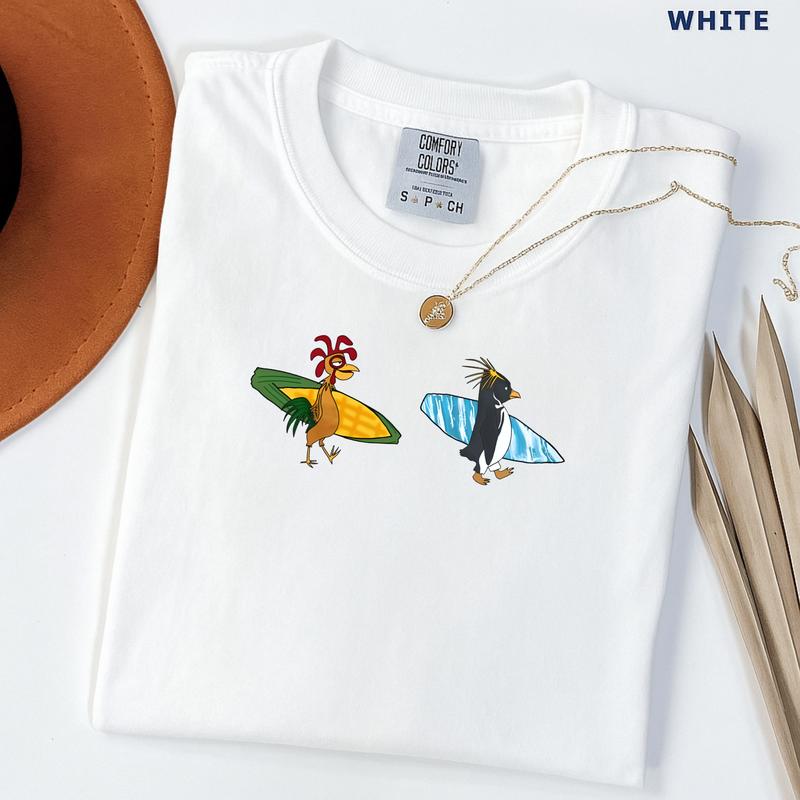 Funny Chicken Surf Graphic Tee – Soft Casual Unisex T-Shirt