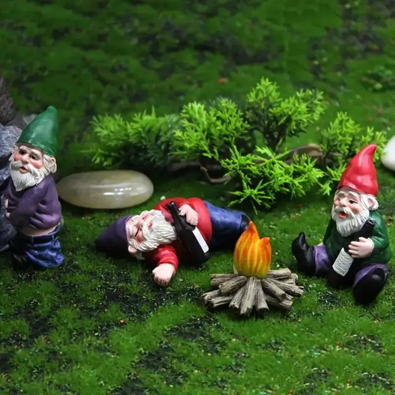 Creative Gnome Design Miniature Garden Ornament Resin Craft (4-Piece Set)
