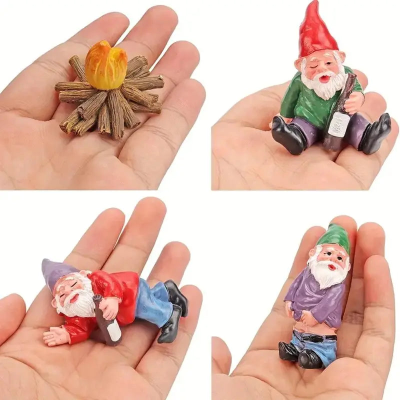 Creative Gnome Design Miniature Garden Ornament Resin Craft (4-Piece Set)