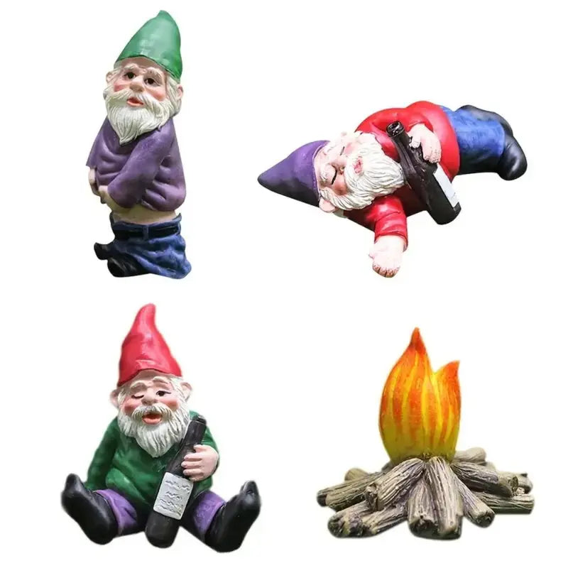 Creative Gnome Design Miniature Garden Ornament Resin Craft (4-Piece Set)