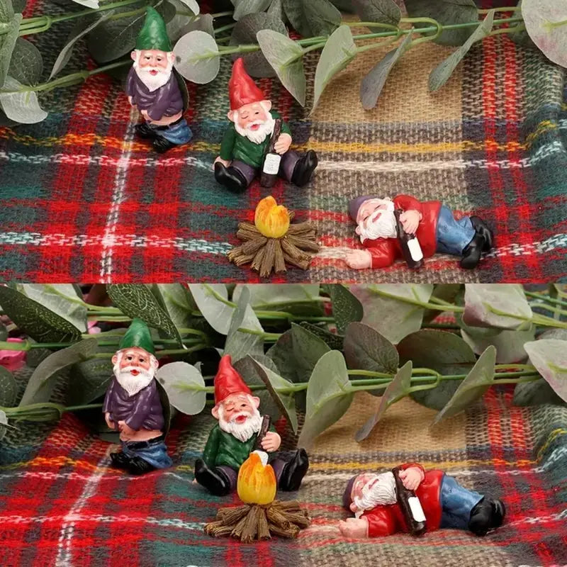 Creative Gnome Design Miniature Garden Ornament Resin Craft (4-Piece Set)