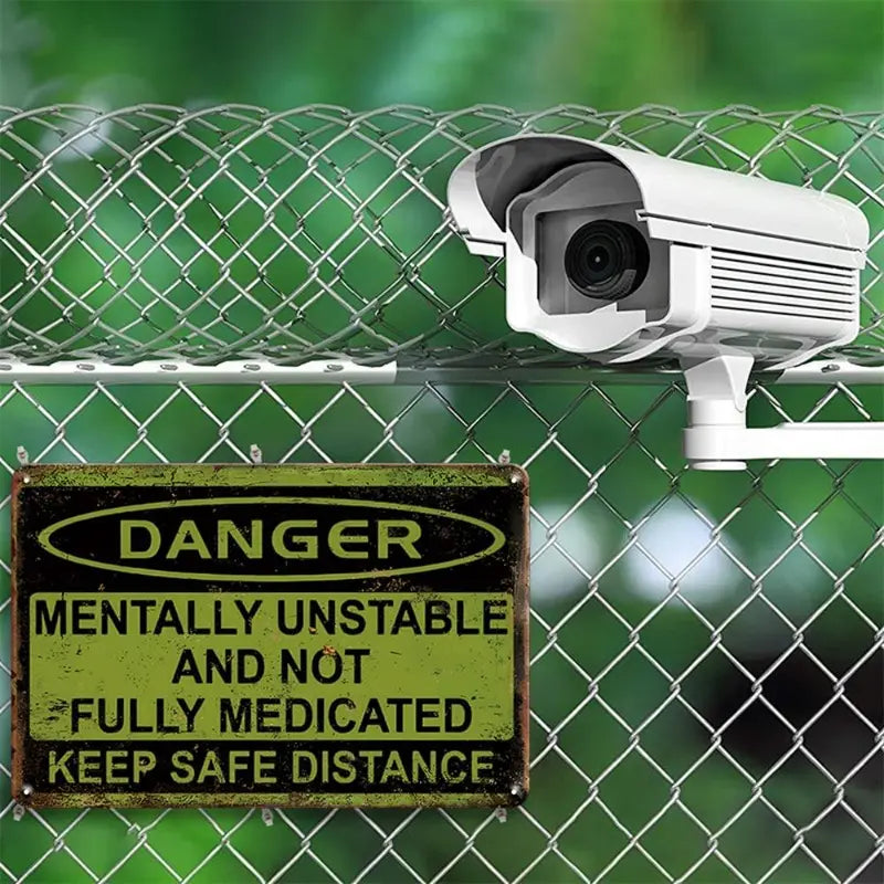 Danger Mentally Unstable Vintage Metal Sign