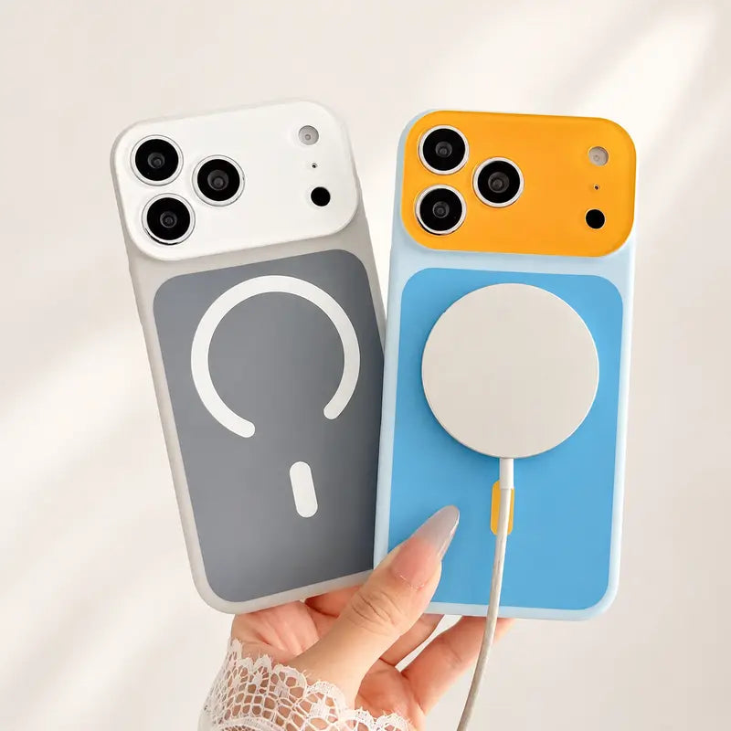 Dopamine Color Block Matte Magnetic Phone Case