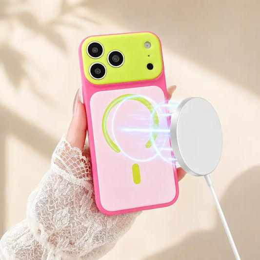 Dopamine Color Block Matte Magnetic Phone Case
