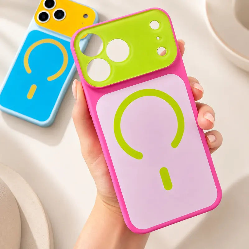 Dopamine Color Block Matte Magnetic Phone Case