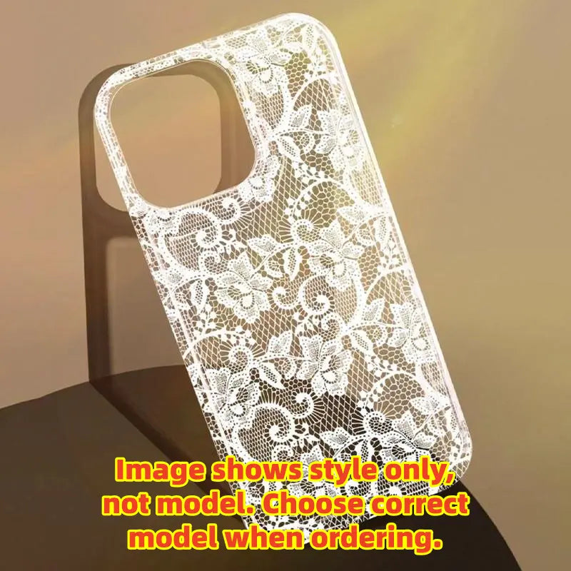 Elegant Lace Floral TPU iPhone Case Soft Slim Protective Cover for Women