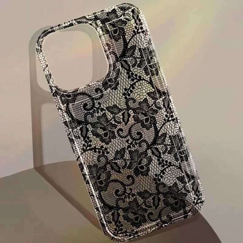 Elegant Lace Floral TPU iPhone Case Soft Slim Protective Cover for Women