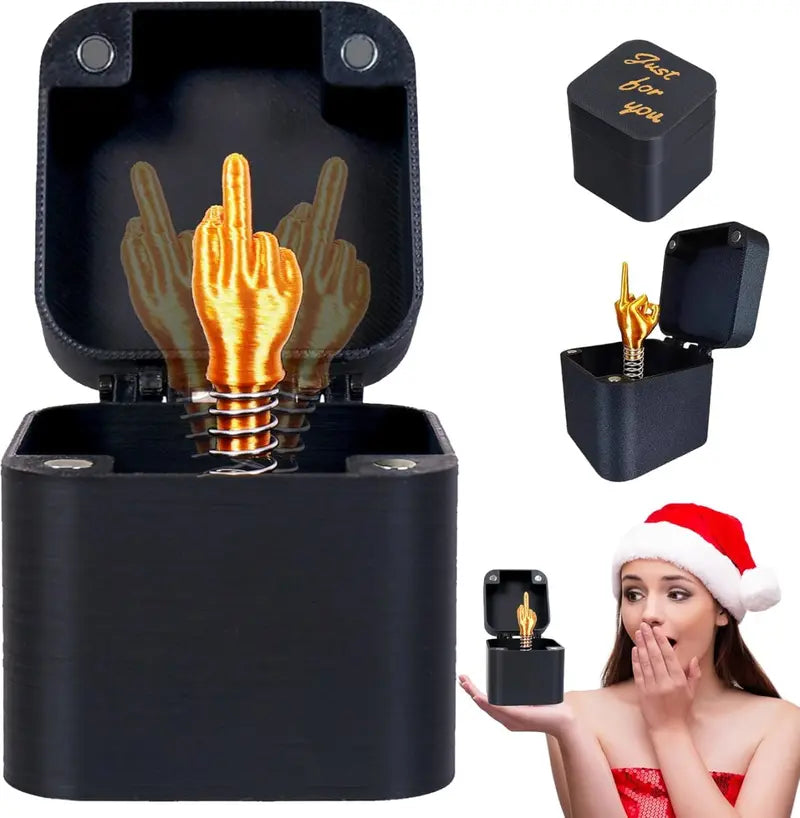 Funny Spring-Loaded Middle Finger Prank Box - Quirky Gag Gift for Adults