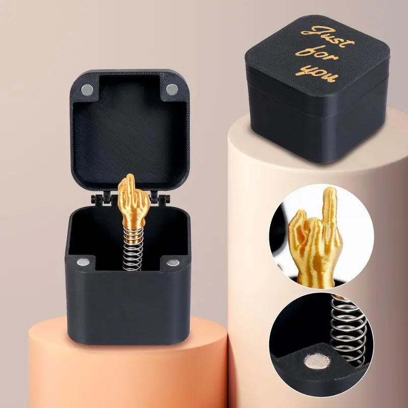 Funny Spring-Loaded Middle Finger Prank Box - Quirky Gag Gift for Adults