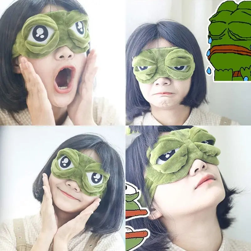 Mood Adjustable Sad Frog Plush Sleep Mask