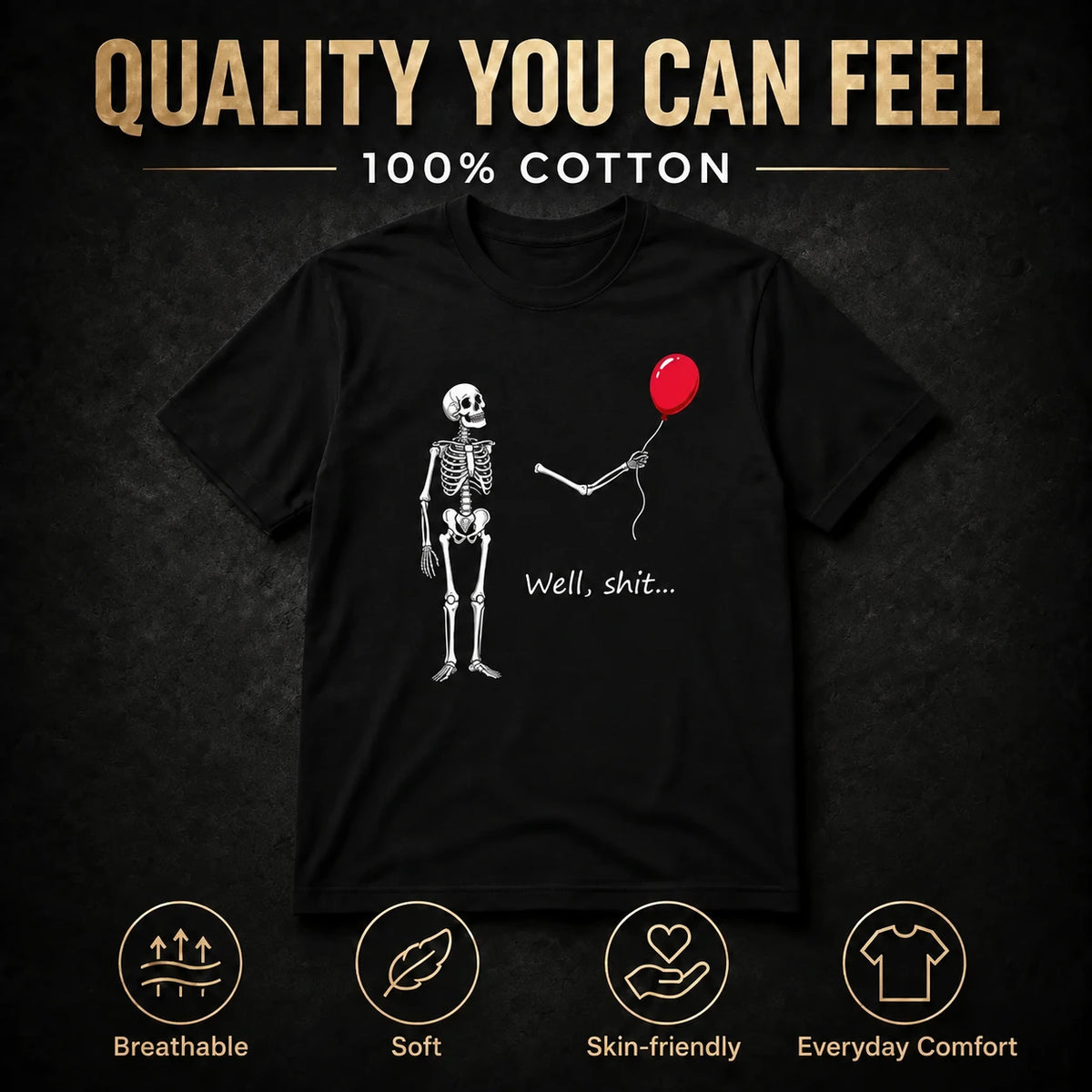 Funny Skeleton & Red Balloon Halloween T-Shirt,Sweatshirt,Hoodie
