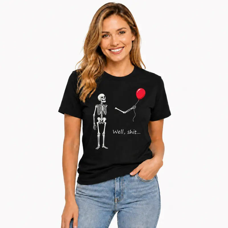 Funny Skeleton & Red Balloon Halloween T-Shirt,Sweatshirt,Hoodie