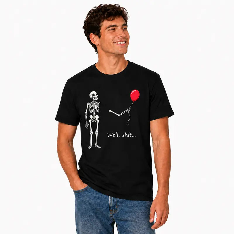 Funny Skeleton & Red Balloon Halloween T-Shirt,Sweatshirt,Hoodie