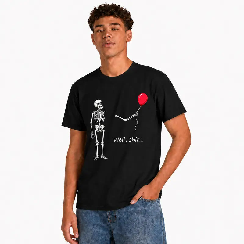 Funny Skeleton & Red Balloon Halloween T-Shirt,Sweatshirt,Hoodie