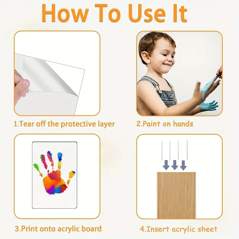 Wooden Transparent Handprint Frame Set - DIY Family Memorial Gift Kit