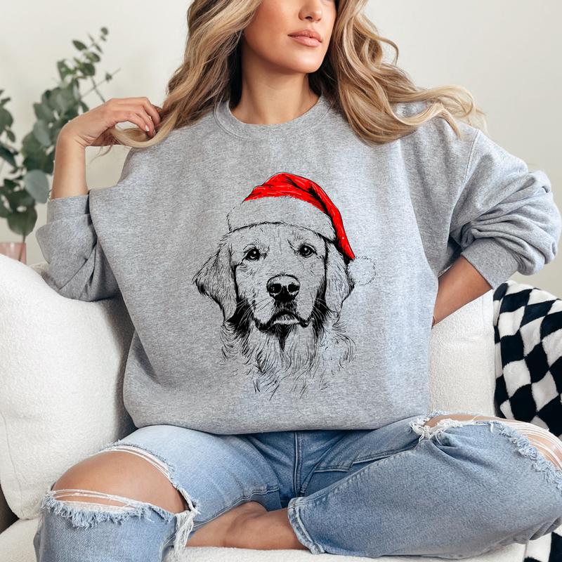 Happy Howlidays Dog Sweatshirt – 50 Breeds in Santa Hat Design