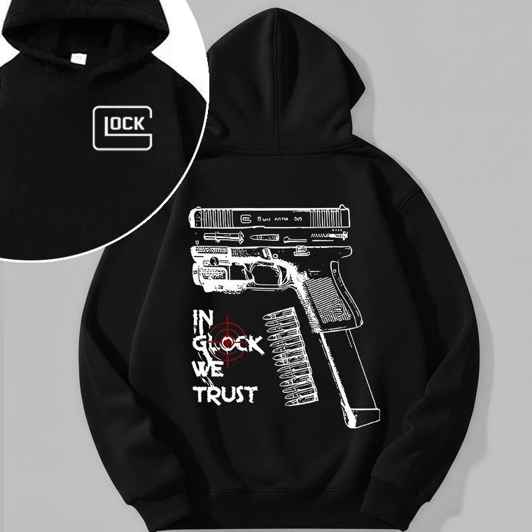 In Glock We Trust Graphic Hoodie – Tactical Streetwear T-Shirt/Sweatshirt/Hoodie
