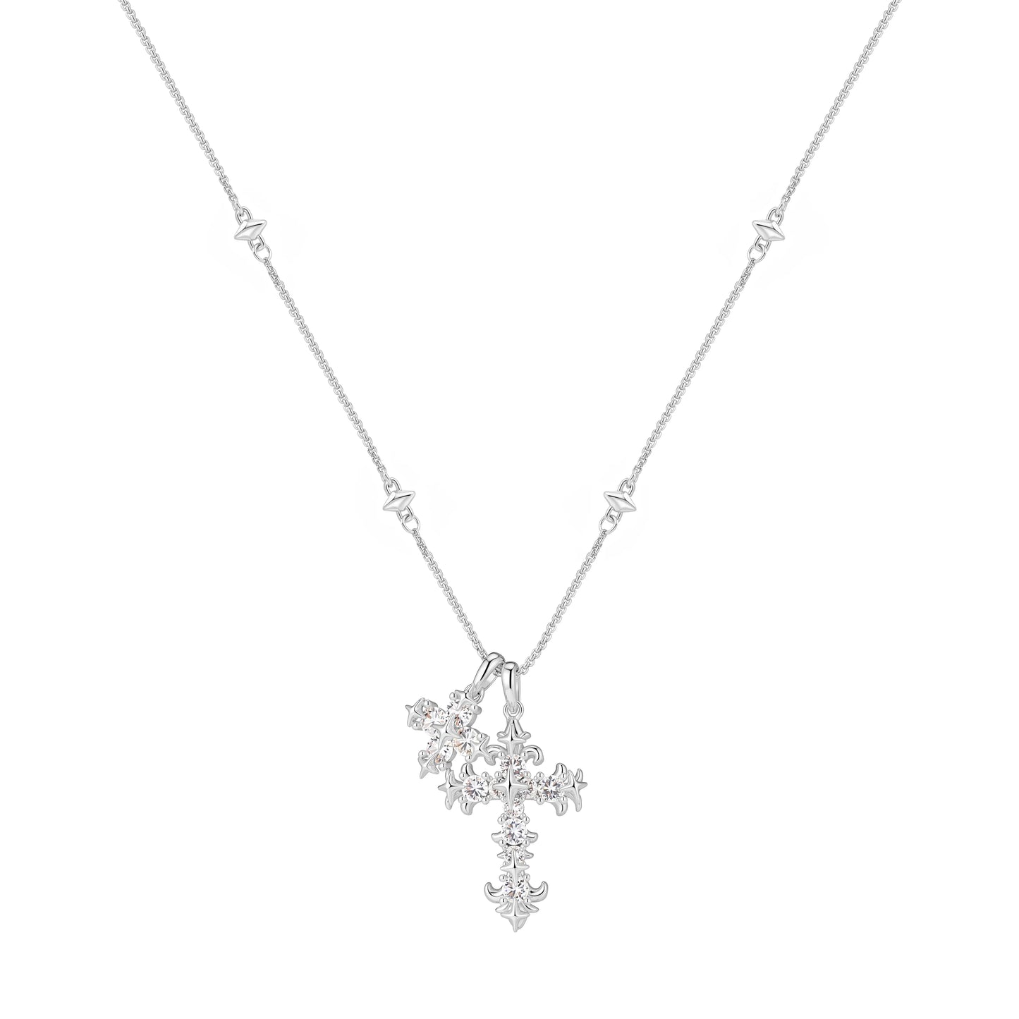 Iris Flower Cross Pendant Gold-Plated Necklace
