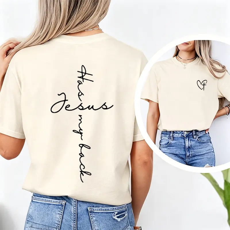 Jesus Has My Back Cross Print T-Shirt,Sweatshirt,Hoodie