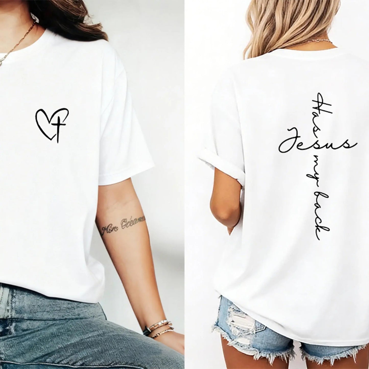 Jesus Has My Back Cross Print T-Shirt,Sweatshirt,Hoodie