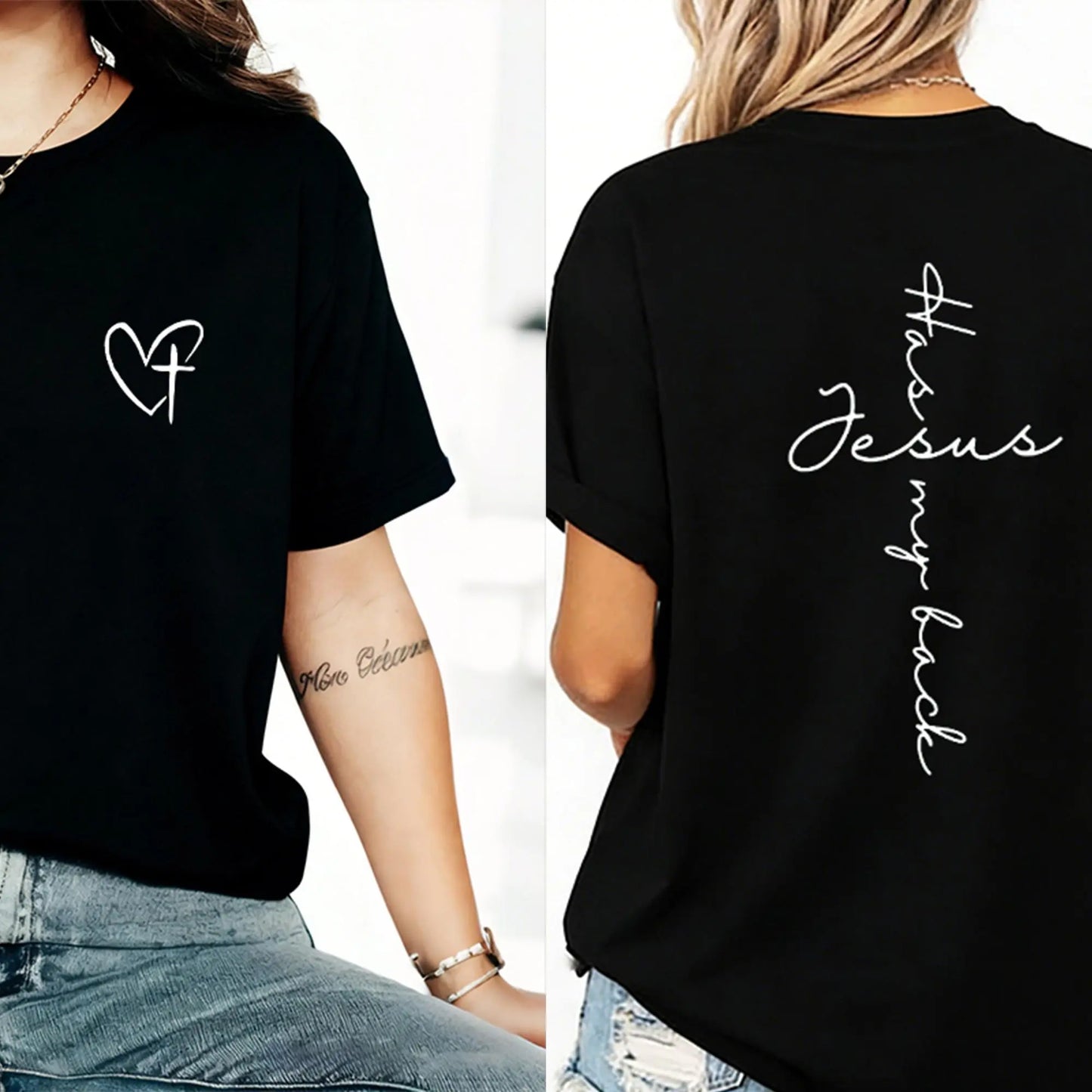 Jesus Has My Back Cross Print T-Shirt,Sweatshirt,Hoodie