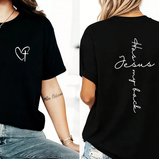 Jesus Has My Back Cross Print T-Shirt,Sweatshirt,Hoodie