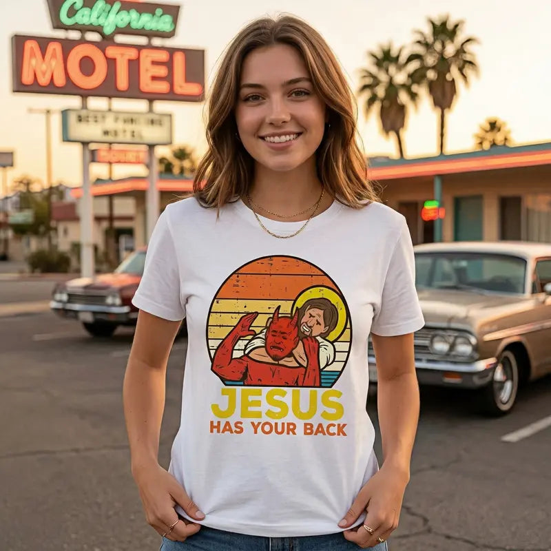 Cotton Jesus Has Your Back Jiu Jitsu Retro Christian Men Women T-Shirt, Sweatshirt, Hoodie