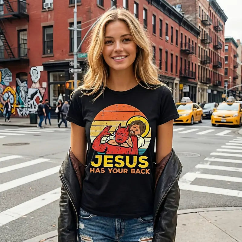 Cotton Jesus Has Your Back Jiu Jitsu Retro Christian Men Women T-Shirt, Sweatshirt, Hoodie