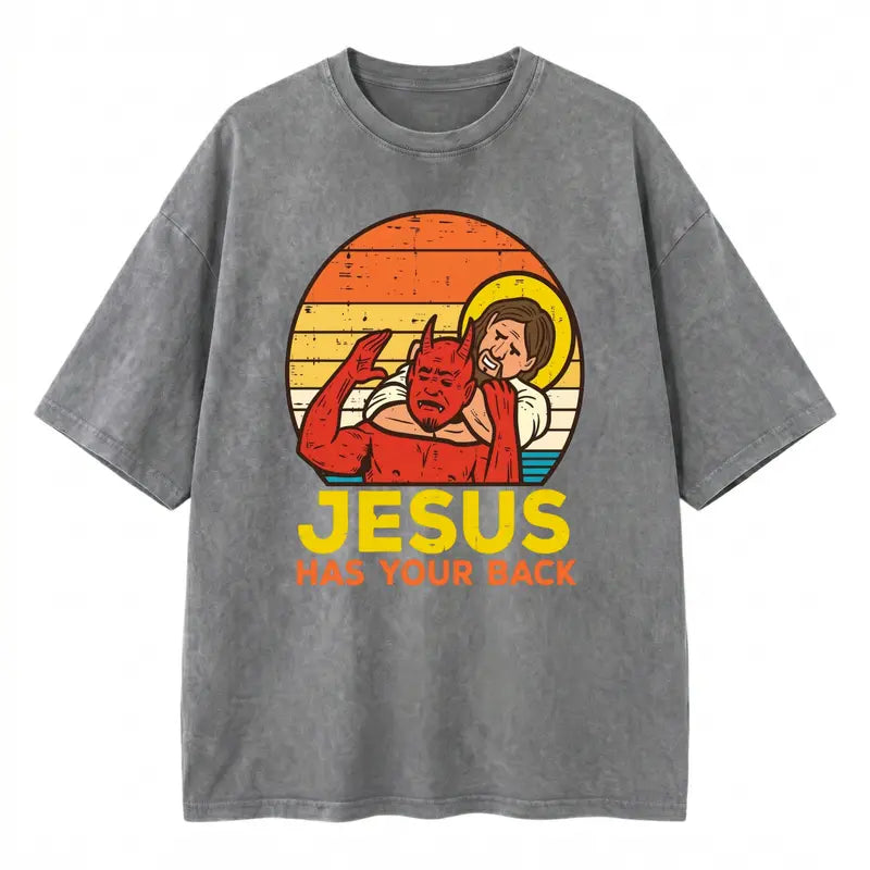 Cotton Jesus Has Your Back Jiu Jitsu Retro Christian Men Women T-Shirt, Sweatshirt, Hoodie