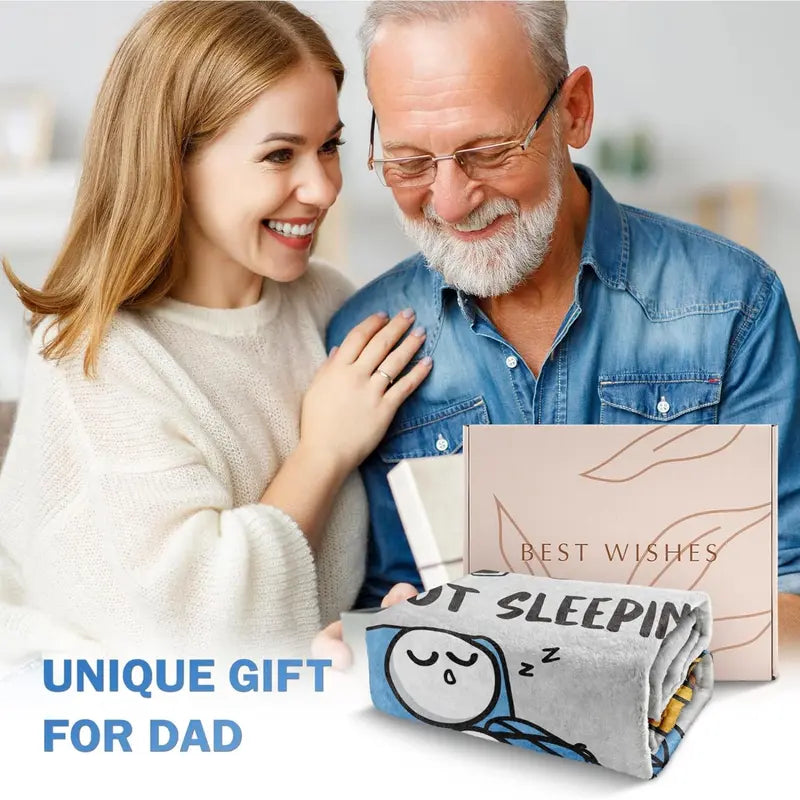 Dad Is Not Sleeping He's Just Resting His Eyes Funny Flannel Blanket