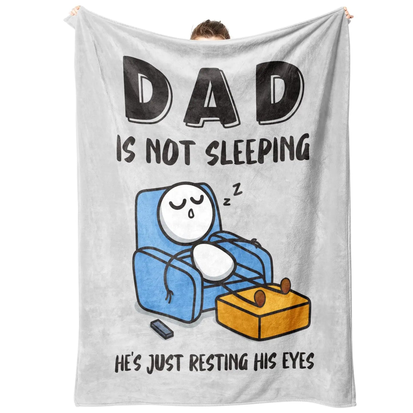 Dad Is Not Sleeping He's Just Resting His Eyes Funny Flannel Blanket