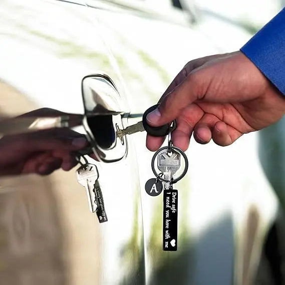 Drive Safe Personalized Initial Keychain – I Need You Here With Me