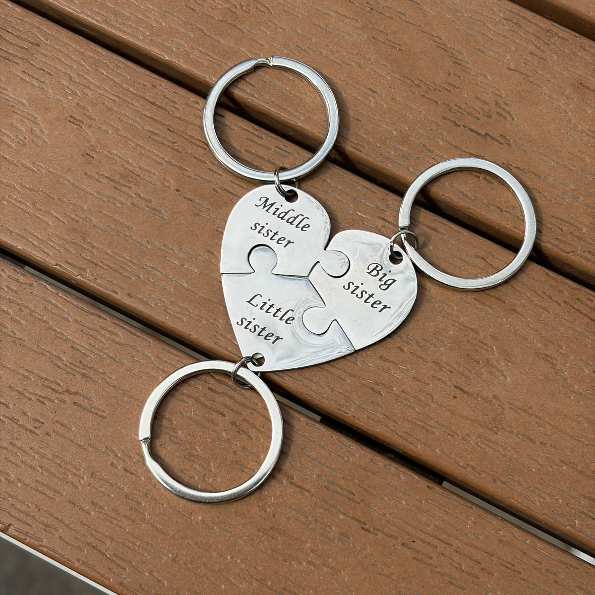 Sister Keychains for 3 Sisters Gifts Matching Heart Puzzle Keychain Set