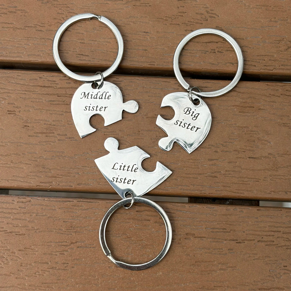 Sister Keychains for 3 Sisters Gifts Matching Heart Puzzle Keychain Set