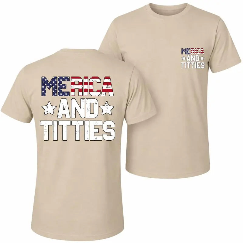 Merica And Freedom Tank Top, Patriotic Graphic Sleeveless Shirt