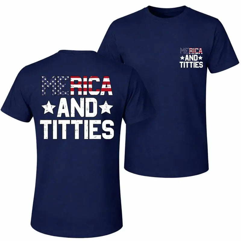 Merica And Freedom Tank Top, Patriotic Graphic Sleeveless Shirt