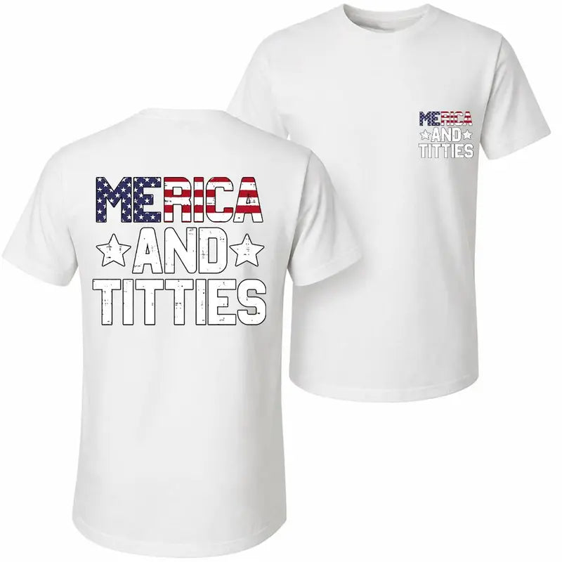 Merica And Freedom Tank Top, Patriotic Graphic Sleeveless Shirt